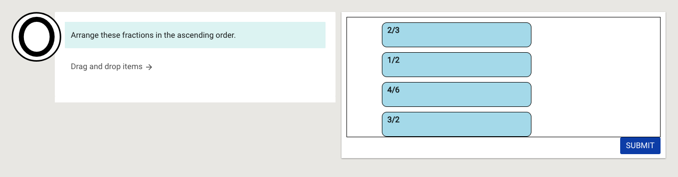Drag and drop sorting interaction in Learner’s view